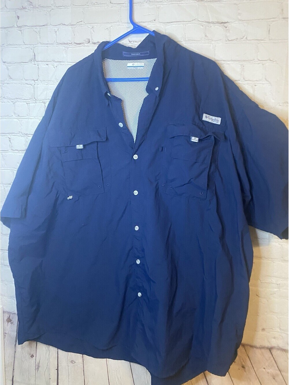 Columbia Shirt Mens 4XL Navy Blue Tamiami PFG Fishing Vented Outdoor Hiking